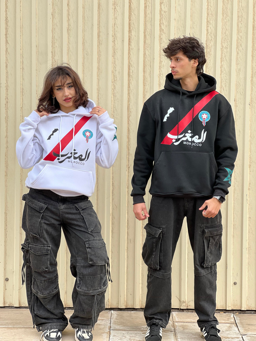 Sweat à Capuche "Héritage Maroc" - Édition Streetwear Unisexe (Noir & Blanc)